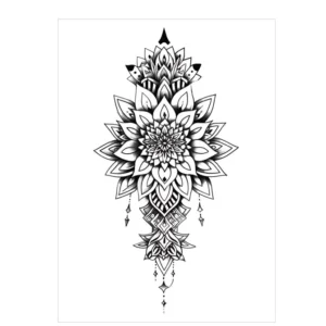 Mandala Ornament – All Black Tattoo | Lasts 3 Days