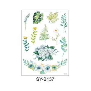 Watercolor Floral Tattoo | Greenery & Floral Sheet – Lush Foliage, Lasts 3 Days