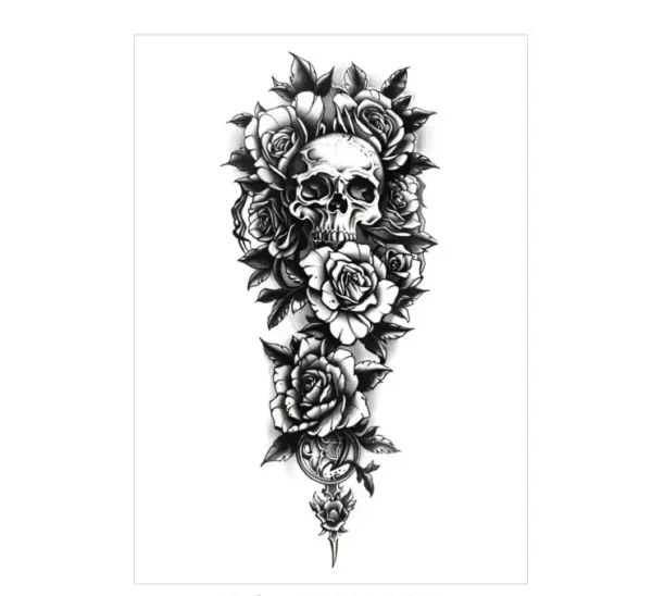 Skull & Rose Dagger – Rub On Tattoo | Lasts 3 Days