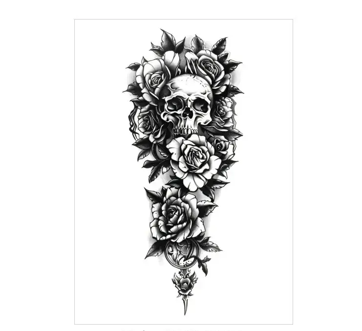 Skull & Rose Dagger – Rub On Tattoo | Lasts 3 Days