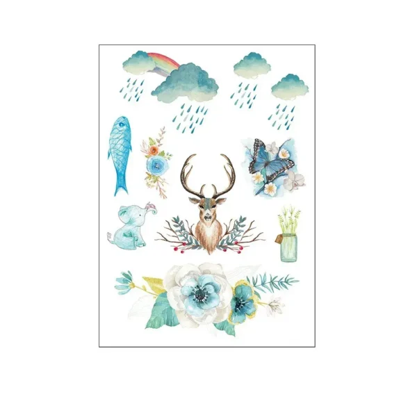 Watercolor Floral Tattoo | Nature & Animal Sheet – Wildlife Wonder, Lasts 3 Days