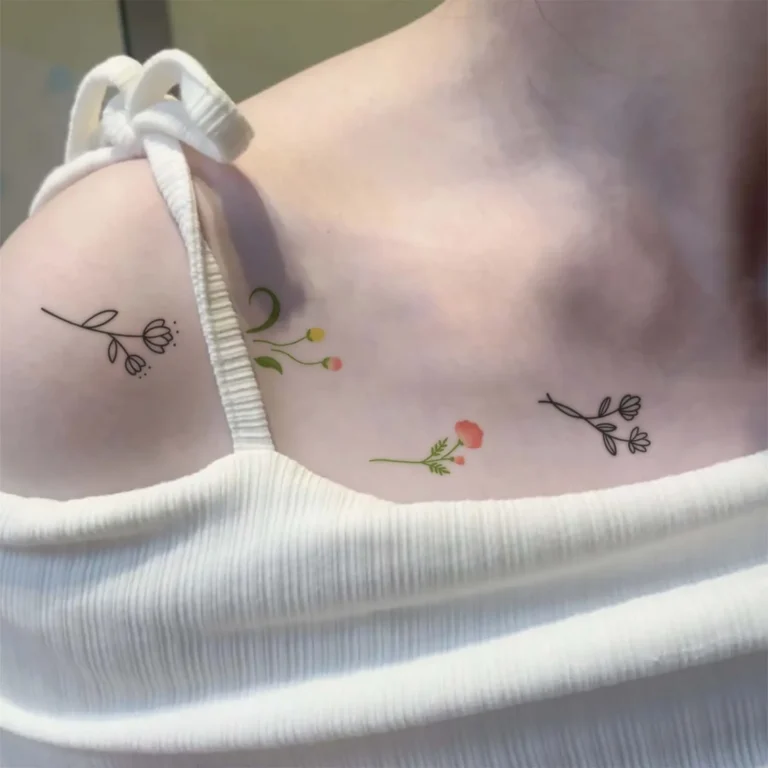 Create Your Own Garden with This Minimalist Floral Bouquet Boho Tattoo Sheet