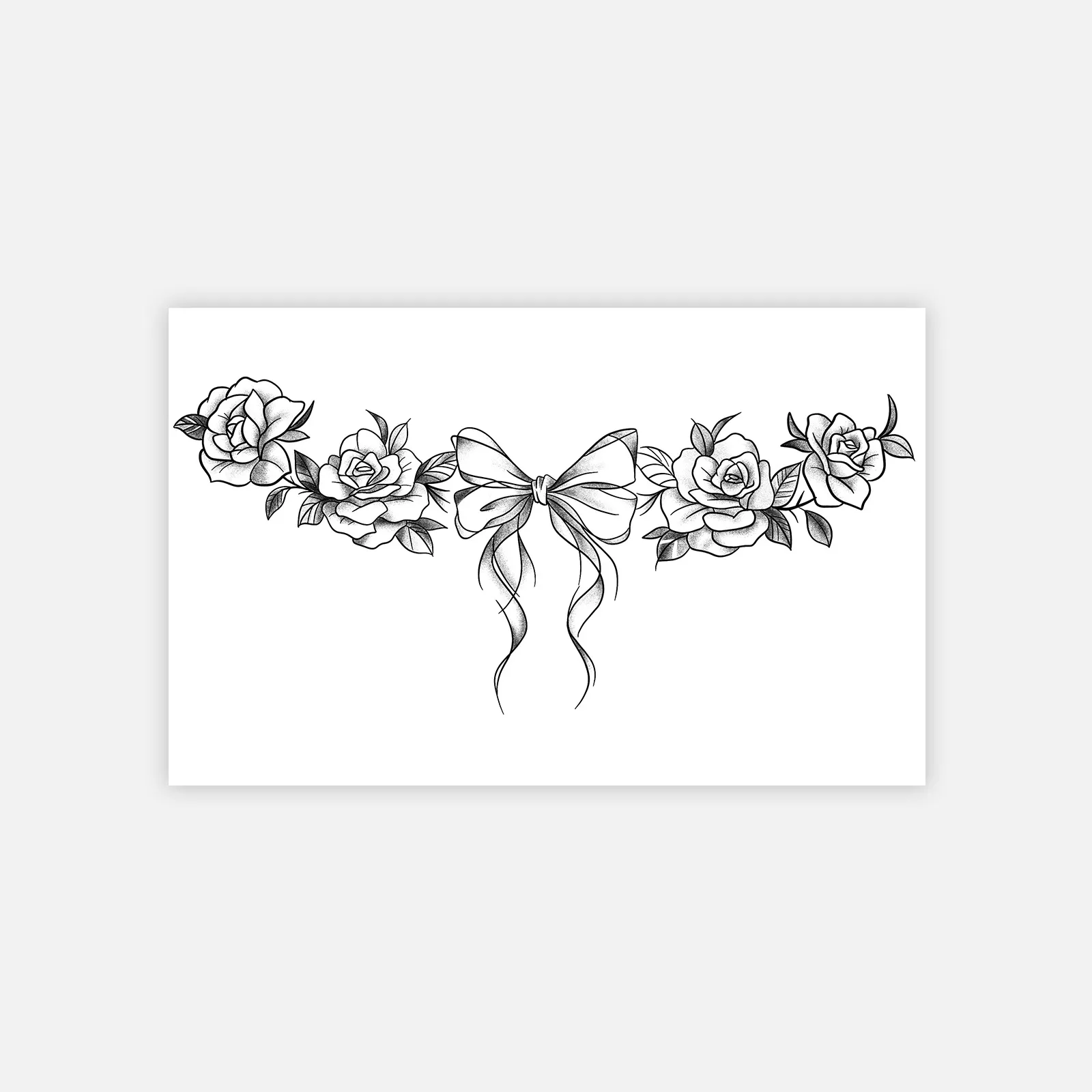 主图_05 Add Elegant Charm with This Monochrome Rose & Bow Tattoo