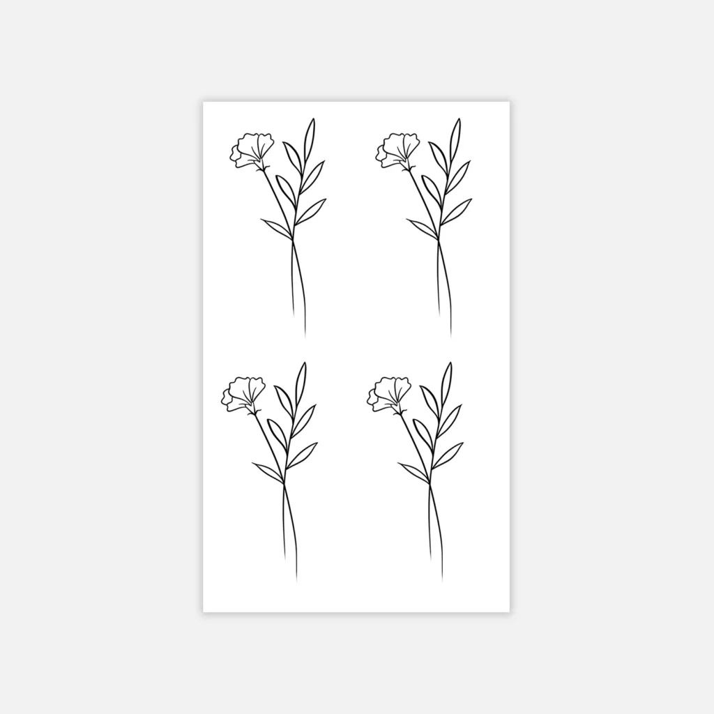 Capture Simple Elegance with This Single Carnation Line Art Boho Tattoo