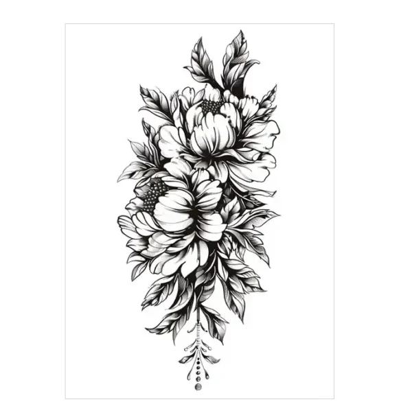 Monochrome Floral & Droplets Temporary Tattoo