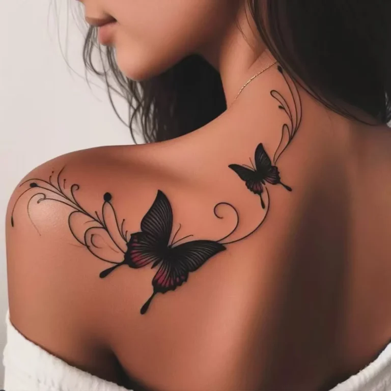 Popular Tattoos – Dark Vintage Butterfly Blackwork Temporary Tattoo