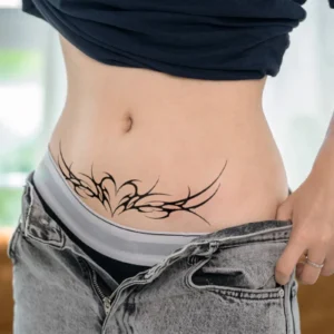 Long tattoos that fade naturally over 7-14 days. Thorn heart and vine design, herbal formula, skin-safe