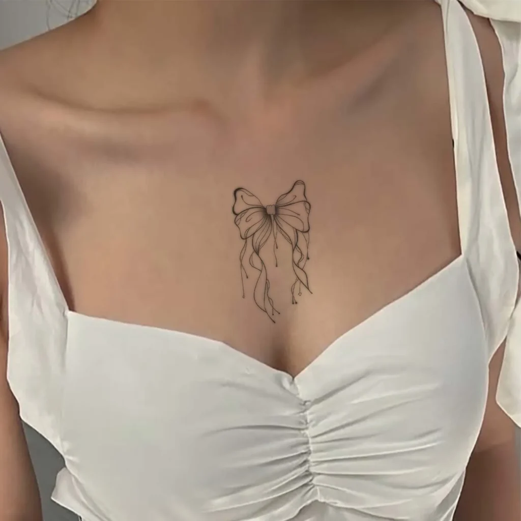 Cute bow temporary tattoo for wrist or collarbone. Sweet & spicy style. Waterproof, lasts 3 days. Free shipping $38+.