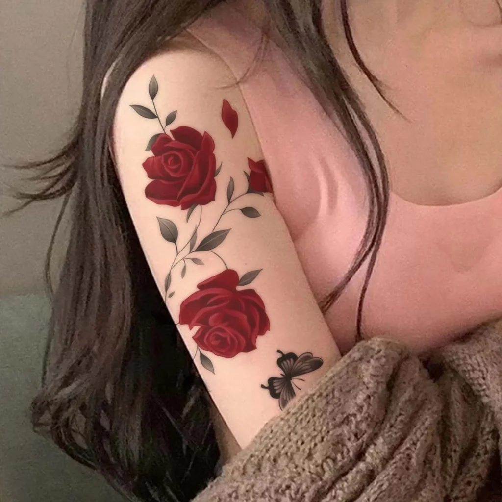 Best tattoos for women who love dark floral vibes. Butterfly, rose, and gothic edge. Waterproof, lasts 3 days. Free shipping $38+. Shop now.
