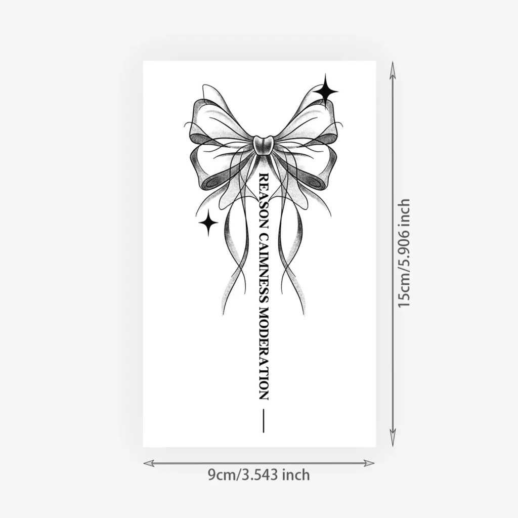 One of the most popular tattoos for Y2K lovers. Ribbon bow with cute script.