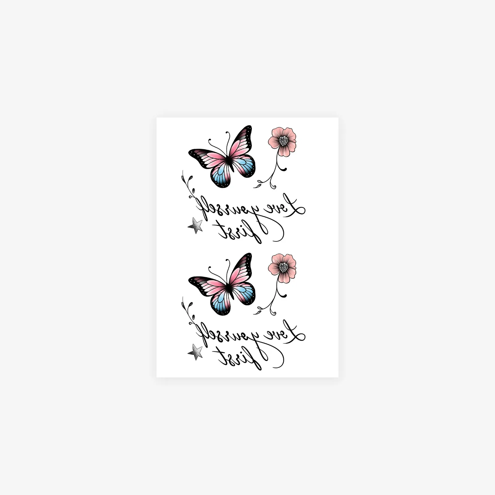 主图_05 Butterfly "Love Yourself First" cheap temporary tattoos waterproof