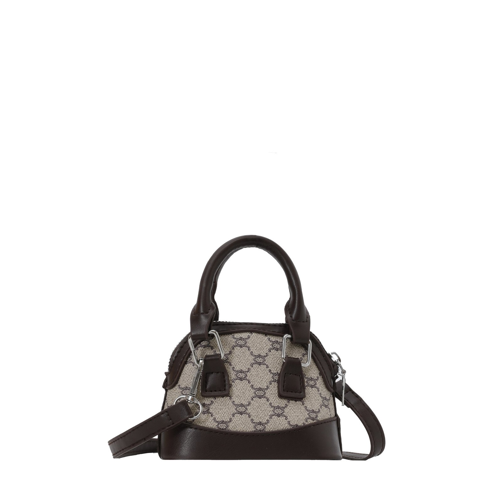SKU_01_咖配卡其 Mini satchel bag in shell shape. Small PU leather crossbody purse for women