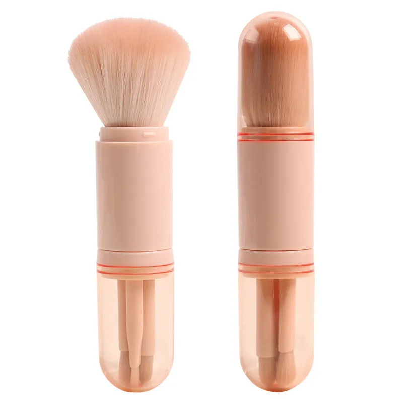 主图_05 A travel makeup brush set with 4 retractable brushes. Powder, blush, eyeshadow in one portable kit.
