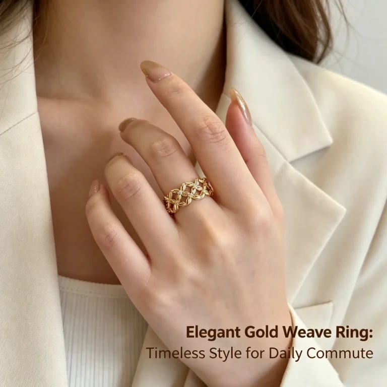 A four leaf clover ring with sparkling cubic zirconia. Adjustable, stackable, and perfect for daily wear or gifting.