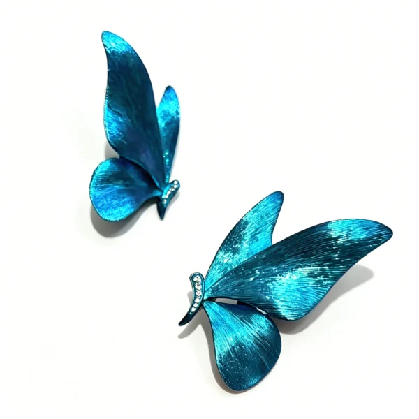 Blue butterfly earrings with vintage fairycore charm. Lightweight dangle design, perfect for daily wear or gifting.