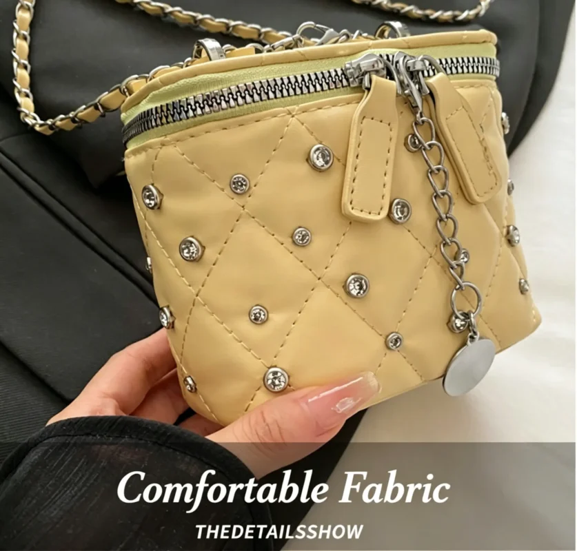 Mini crossbody bag in small square shape. PU leather chain strap purse for summer. Lightweight and cute