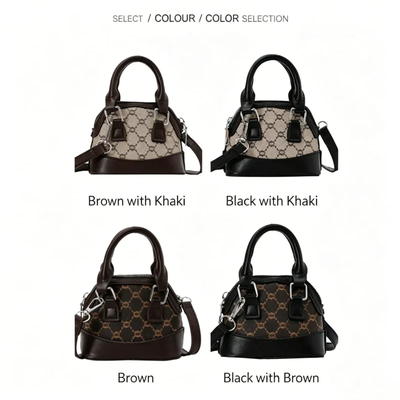 Mini satchel bag in shell shape. Small PU leather crossbody purse for women