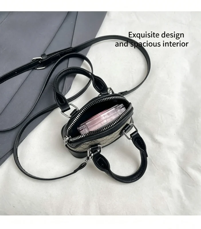 Mini satchel bag in shell shape. Small PU leather crossbody purse for women