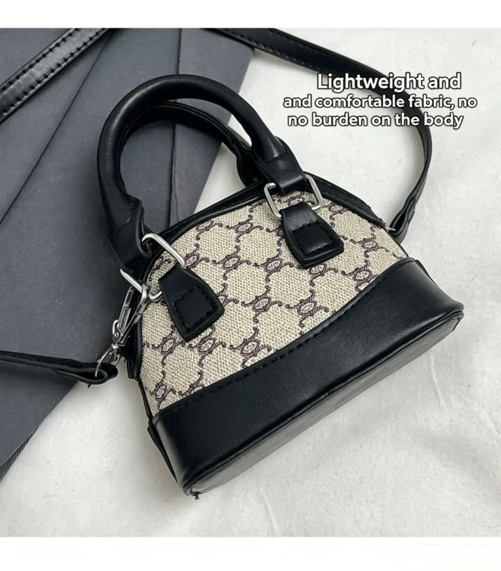 Mini satchel bag in shell shape. Small PU leather crossbody purse for women