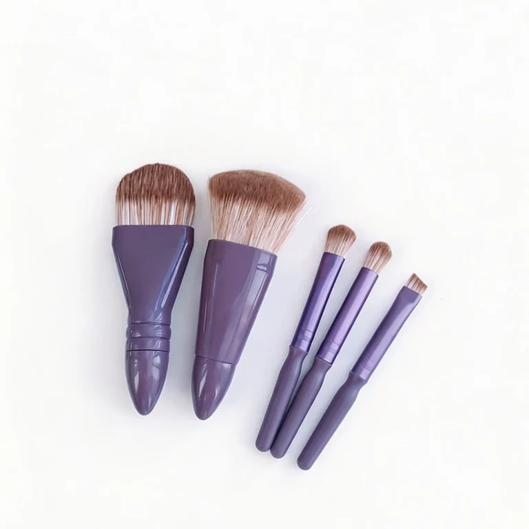 A travel makeup brush set with 5 essential brushes and a built-in mirror. Compact, portable, and perfect for on-the-go touchups. Free shipping $38+. Shop now.