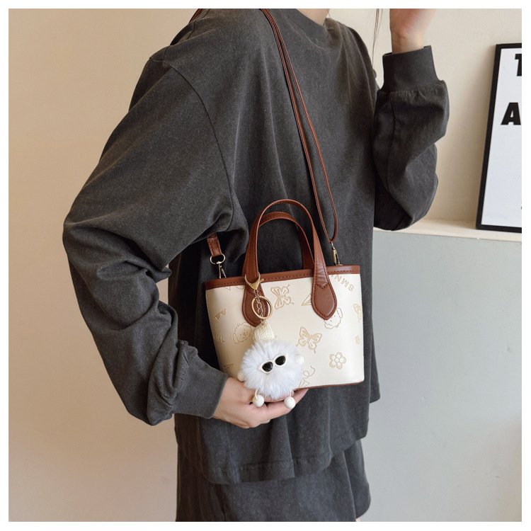 Bucket bag for women with all-over print. Lightweight summer shoulder handbag. Fits all your daily essentials