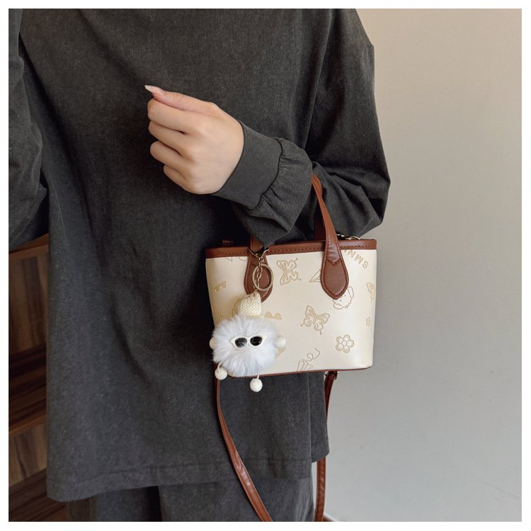 Bucket bag for women with all-over print. Lightweight summer shoulder handbag. Fits all your daily essentials