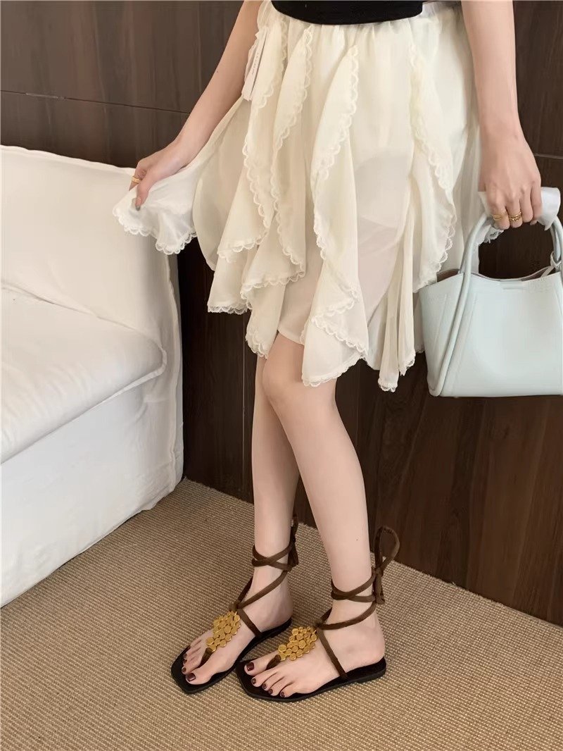详情_13 Leather Flat Sandals – Cross Strap Roman Toe Loop Summer Shoes for Women