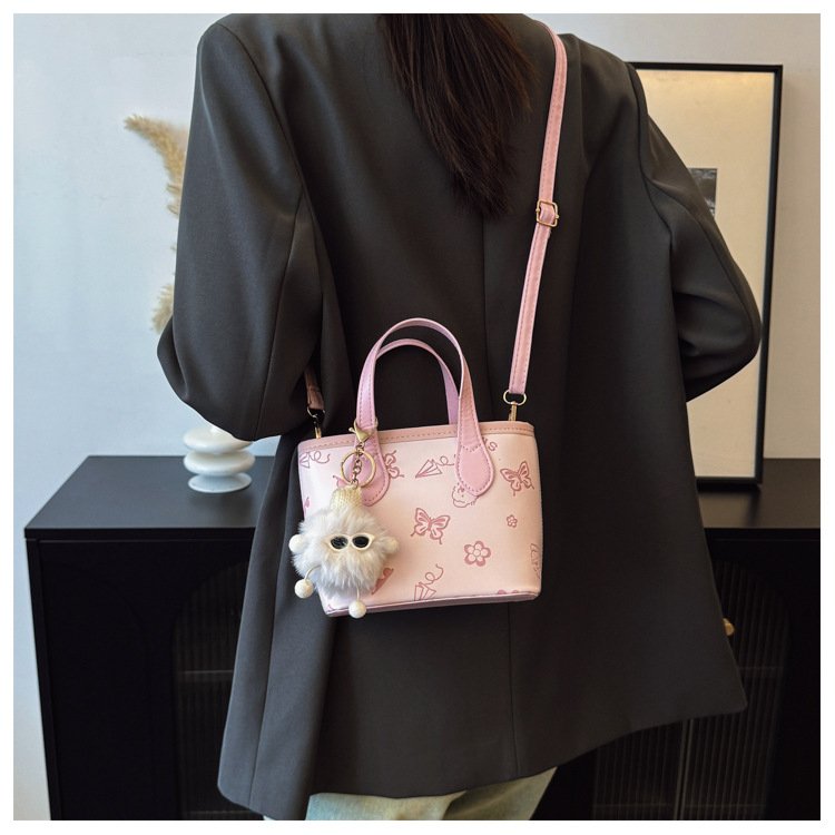 Bucket bag for women with all-over print. Lightweight summer shoulder handbag. Fits all your daily essentials