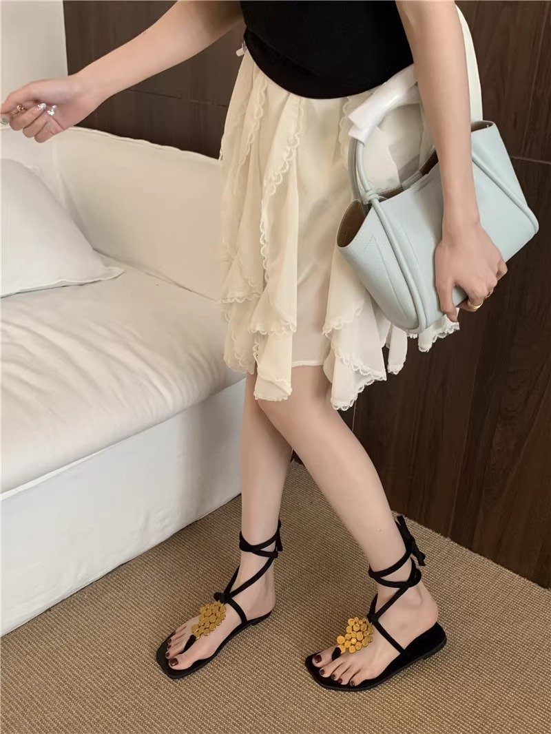 详情_18 Leather Flat Sandals – Cross Strap Roman Toe Loop Summer Shoes for Women