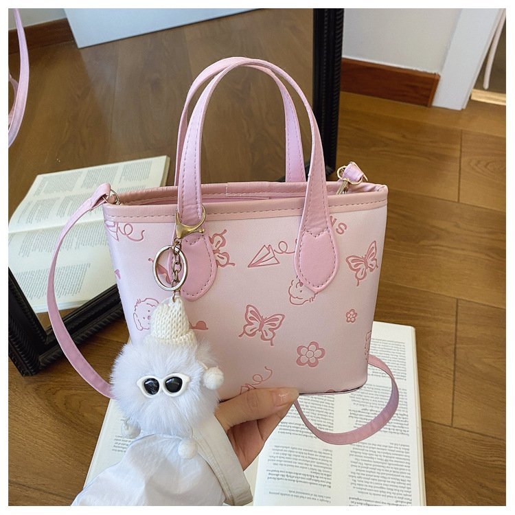 Bucket bag for women with all-over print. Lightweight summer shoulder handbag. Fits all your daily essentials