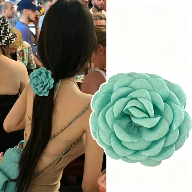 Rose Hair Claw Clip – Large Mint Green Flower Hair Accessory for Wome