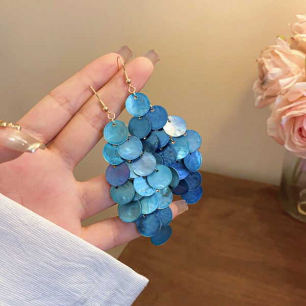 Shell Tassel Earrings – Turquoise Geometric Beach Jewelry for Women