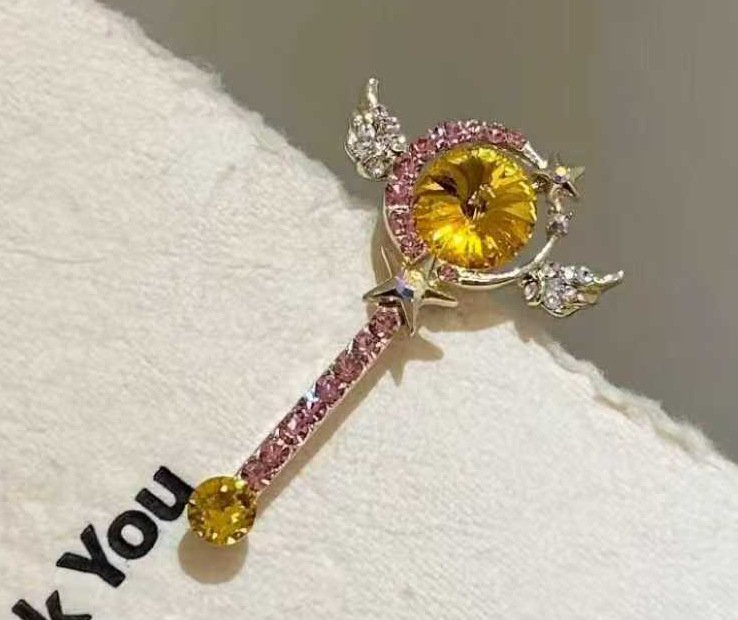 Star moon hair clip set with 5 colors. Crystal wand sparkly dopamine hair accessories. Cute side bang clips. Perfect for gifting.