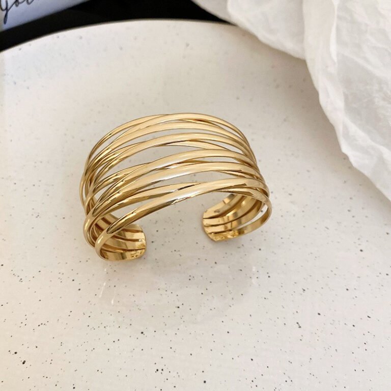 Twisted Wire Cuff Bangle – Multi-Layer Sculptural Bracelet for Women