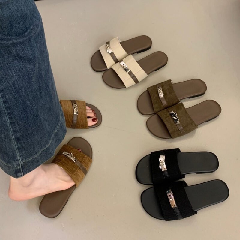 Comfortable Slide Sandals – Cloud Soft Flat One Band Shoes for Women