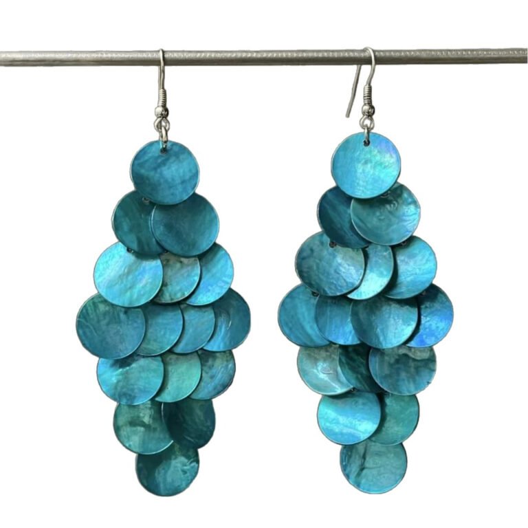 Shell Tassel Earrings – Turquoise Geometric Beach Jewelry for Women