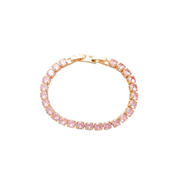 Crystal Link Bracelet – Gold Geometric Charm Bracelet for Women