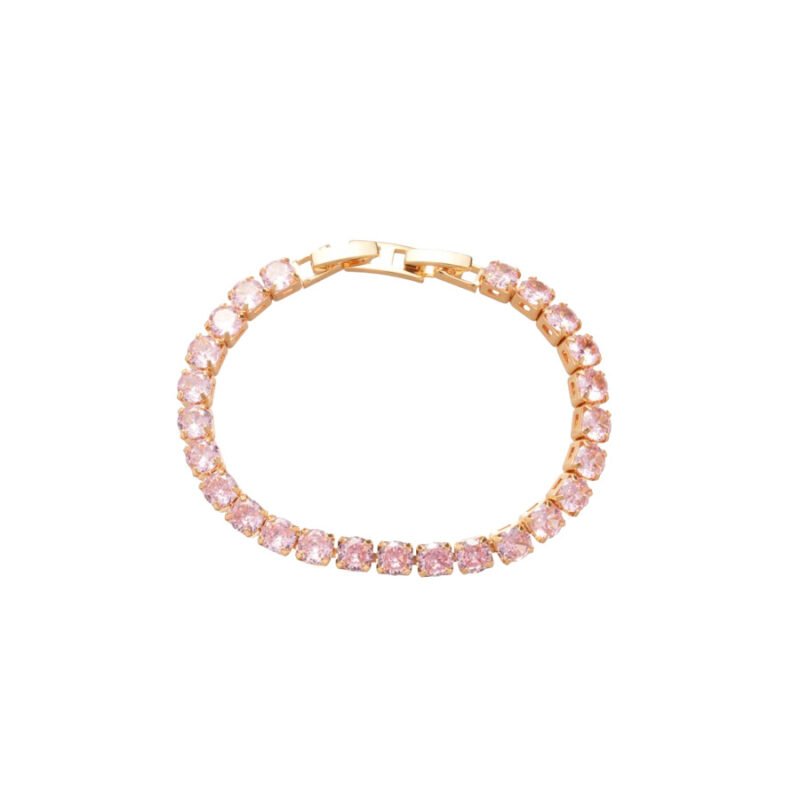 Crystal Link Bracelet – Gold Geometric Charm Bracelet for Women