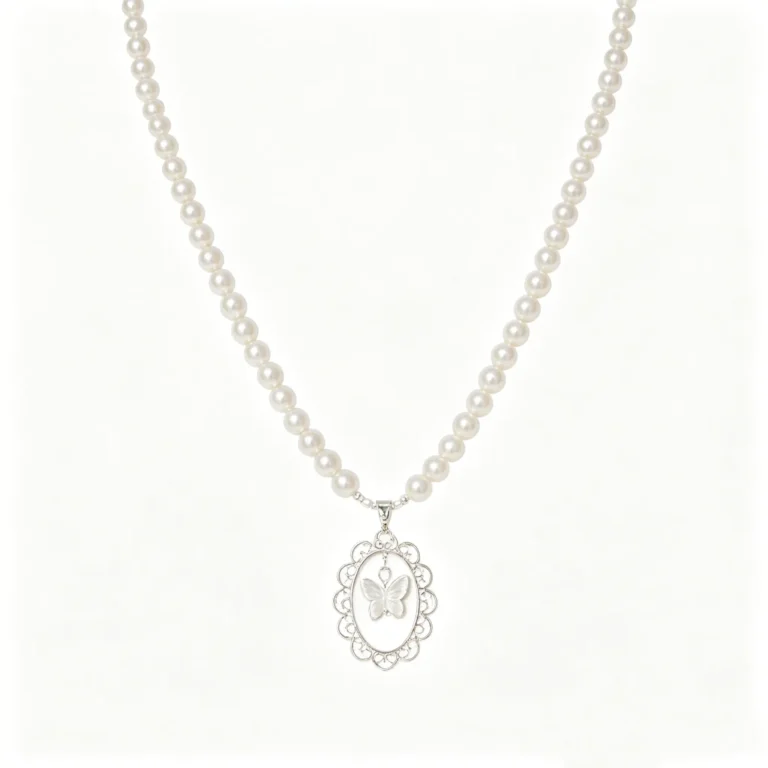 Pearl butterfly necklace with delicate gold chain and tiny pearl accent. Lightweight dainty choker for everyday wear. Adjustable 16-20 inches. Free shipping $38+.