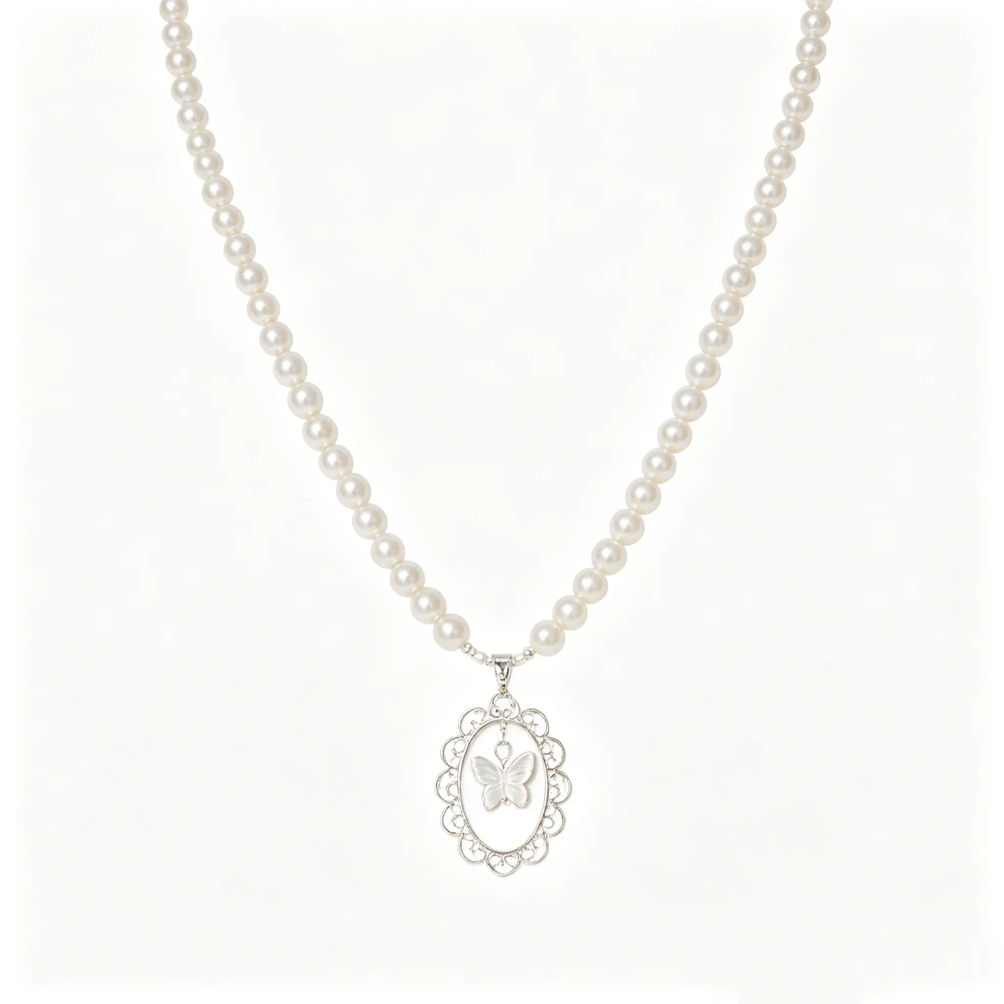 微信图片_20260609112510_653_3 Pearl butterfly necklace with delicate gold chain and tiny pearl accent. Lightweight dainty choker for everyday wear. Adjustable 16-20 inches. Free shipping $38+.
