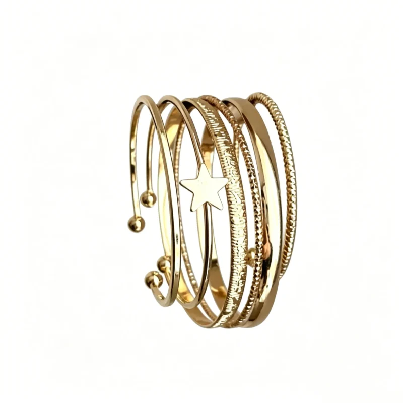 Thin braid bracelet in vintage gold. Adjustable open cuff for daily wear. Stackable Y2K jewelry.