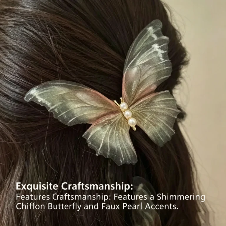 Butterfly hair clip with tulle bow and vintage style. Soft mesh fabric side clip for bangs. Lightweight and dreamy. Perfect for fairycore looks.