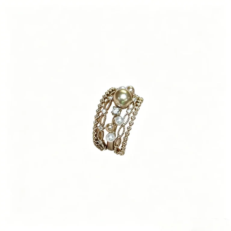 Vintage Pearl Ring – Stackable Gold Antique Style Ring for Women