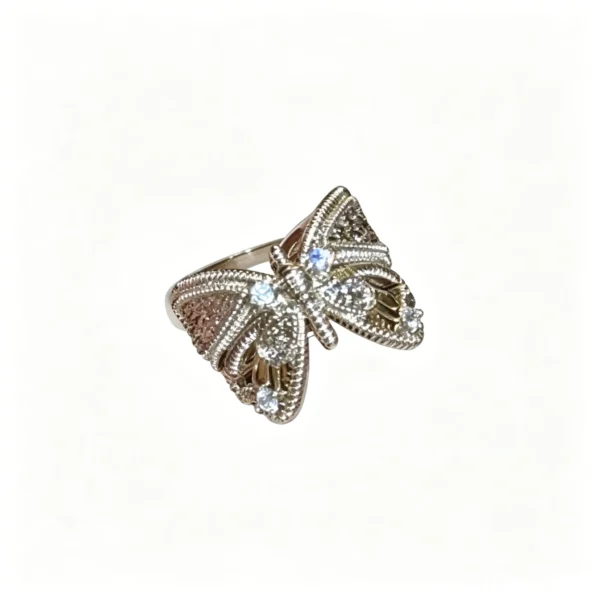 Vintage Butterfly Ring – Adjustable Flower Stackable Ring for Women