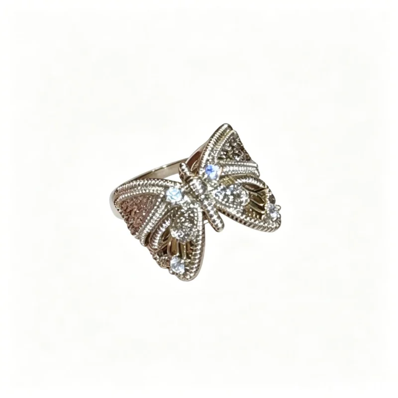 Vintage Butterfly Ring – Adjustable Flower Stackable Ring for Women