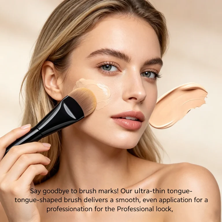 Flat Foundation Brush – Tongue Shaped Thin Liquid Makeup Brush for Women
