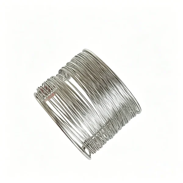 Silver Wire Cuff Bangle – Layered Adjustable Minimalist Bracelet for Women