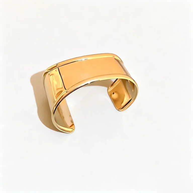 Polished Wide Cuff Bangle – Mirror Finish Gold & Silver Bracelet for Women