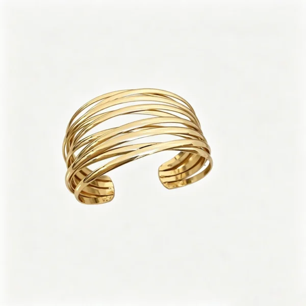 Twisted Wire Cuff Bangle – Multi-Layer Sculptural Bracelet for Women