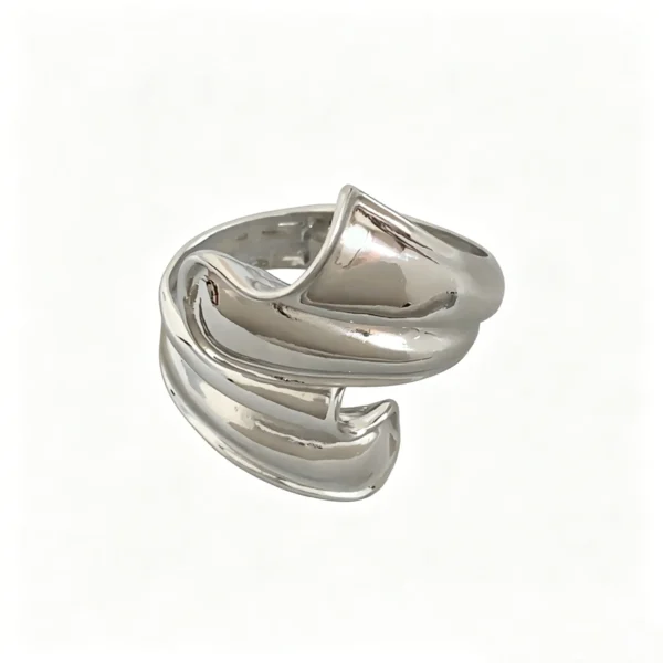 Twisted Sculptural Cuff Bangle – Hand-Folded Artistic Bracelet for Women